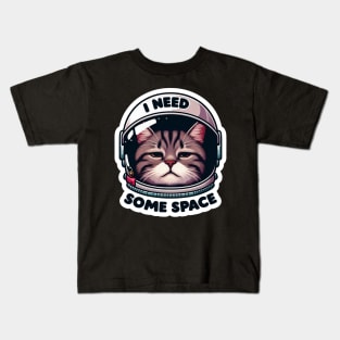 I Need Some Space meme Astronaut Tabby Cat Kids T-Shirt